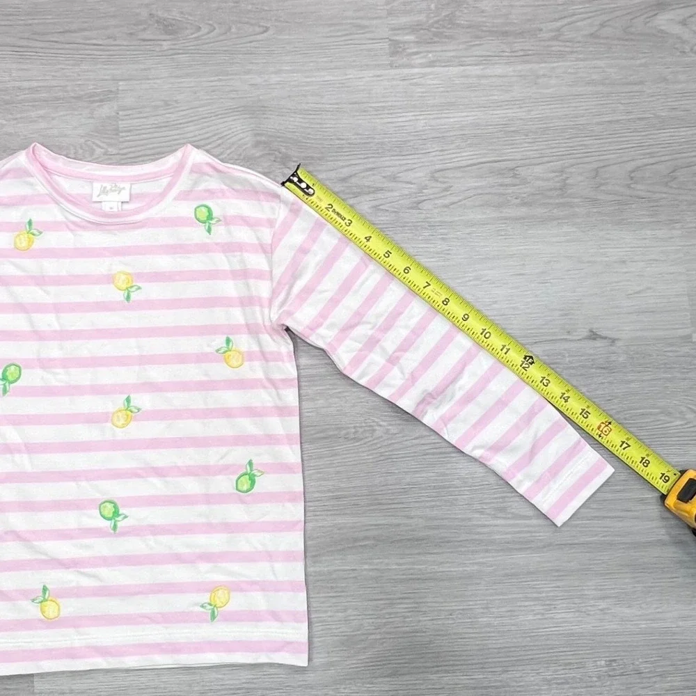 Lilly Pulitzer Girls Pink White Striped Lemon Lime Embroidered Top M 6-7 017832 - Picture 13 of 15